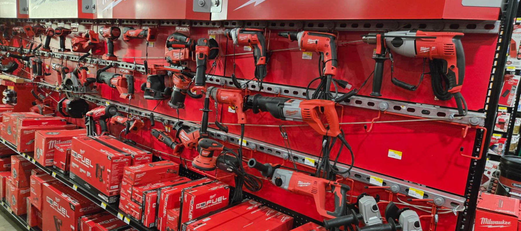 Milwaukee tools inside of Up north Lumber