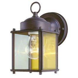 Wall Light Fixture, Outdoor, Sienna Brown & Clear Glass, 100-Watt