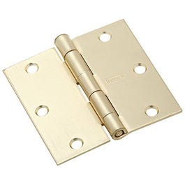 Door Hinge, Interior, Square-Edge, Satin Brass, 3-In.