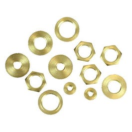 Lamp Lock Nut, Solid Brass, Assorted, 12-Pk.