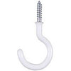 Cup Hook, White, Vinyl Coated, 50-Pk., 0.75-In.