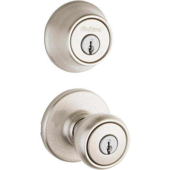 Kwikset Satin Nickel Deadbolt and Door Knob Combo