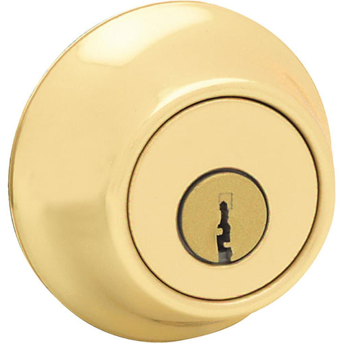 Kwikset Polished Brass Adjustable Latch Double Cylinder Deadbolt