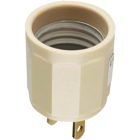 Leviton 600W 125V Ivory Outlet to Light Socket Adapter