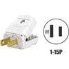 Leviton 15A 125V 2-Wire 2-Pole Hinged Cord Plug, White