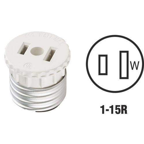 Leviton 600W 120V White Light Socket Adapter