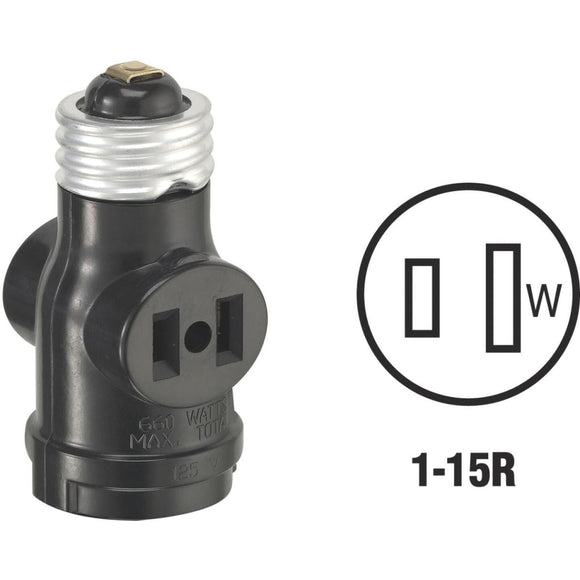 Leviton Black 125V Socket Adapter