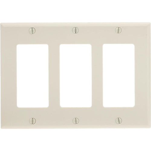 Leviton Decora 3-Gang Smooth Plastic Rocker Decorator Wall Plate, Light Almond