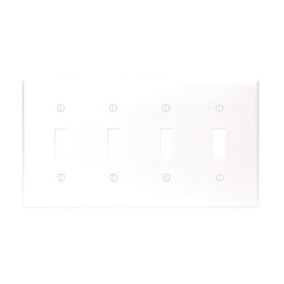 Leviton 4-Gang Plastic Toggle Switch Wall Plate, White