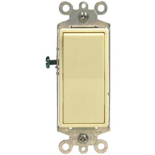 Leviton Decora Rocker Ivory 15A Grounded 3-Way Switch