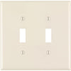 Leviton 2-Gang Thermoplastic Nylon Mid-Way Toggle Switch Wall Plate, Light Almond