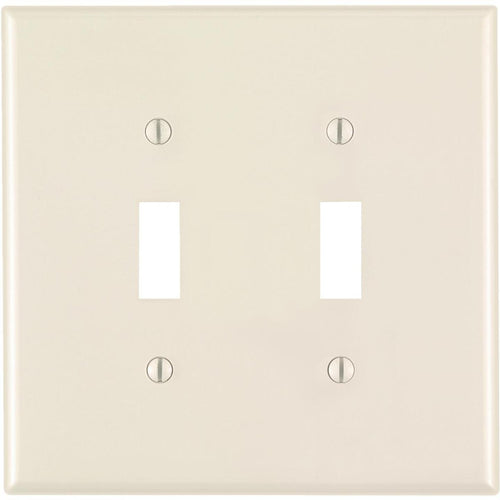 Leviton 2-Gang Thermoplastic Nylon Mid-Way Toggle Switch Wall Plate, Light Almond