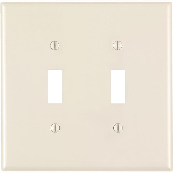 Leviton 2-Gang Thermoplastic Nylon Mid-Way Toggle Switch Wall Plate, Light Almond