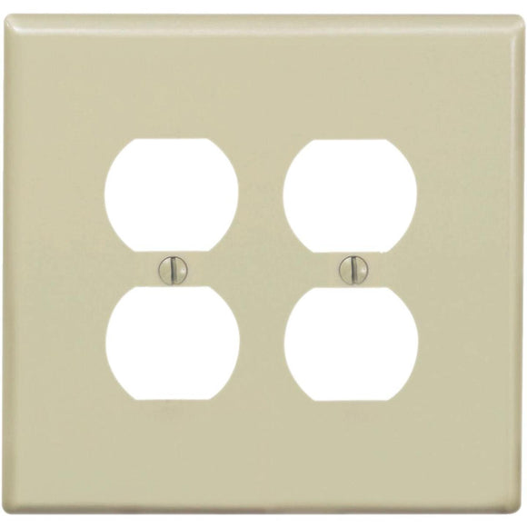 Leviton Mid-Way 2-Gang Thermoplastic Nylon Outlet Wall Plate, Ivory