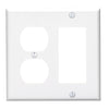 Leviton 2-Gang Smooth Plastic Single Rocker/Duplex Outlet Wall Plate, White