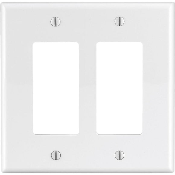 Leviton Decora 2-Gang Thermoplastic Nylon Mid-Way Rocker Wall Plate, White